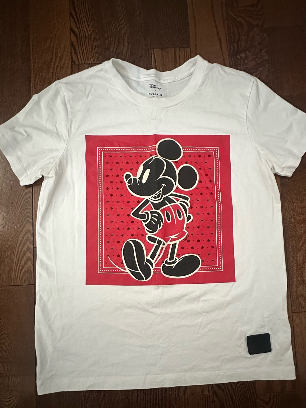 Coach White Kids Graphic Mickey Tee with Red Panel